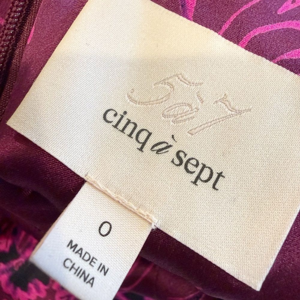 CINQ A SEPT Lara Silk Midi Dress Embossed Floral size 0 - Picture 5 of 8